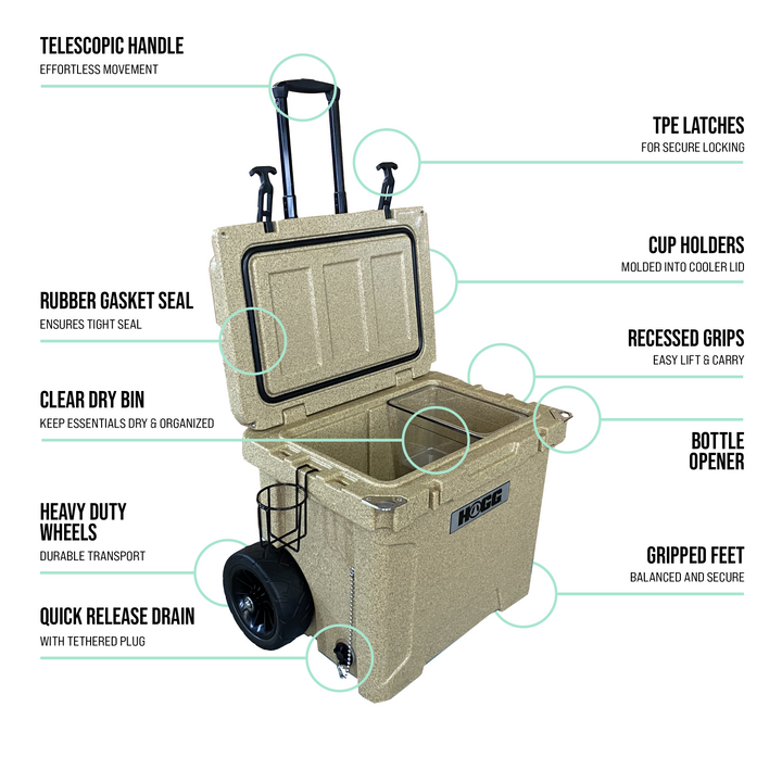 35qt Wheelie Hogg Coolers — Frosted Tan
