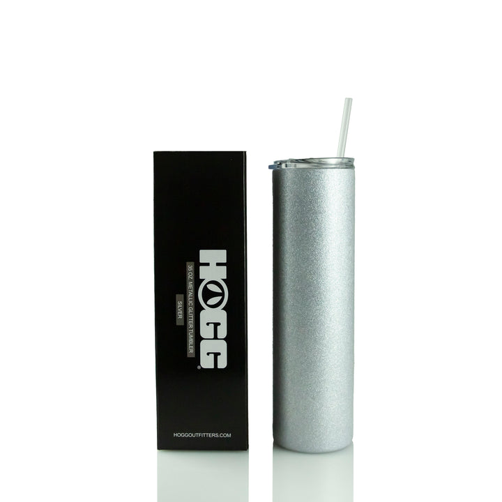 35oz Straight Sublimatable Glitter Skinny Tumbler Case (25 Units) - Silver