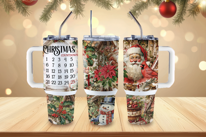 Digital Sublimation Designs - Holiday 2025 Tumbler Wraps — 40oz Big Swig — Countdown Vintage