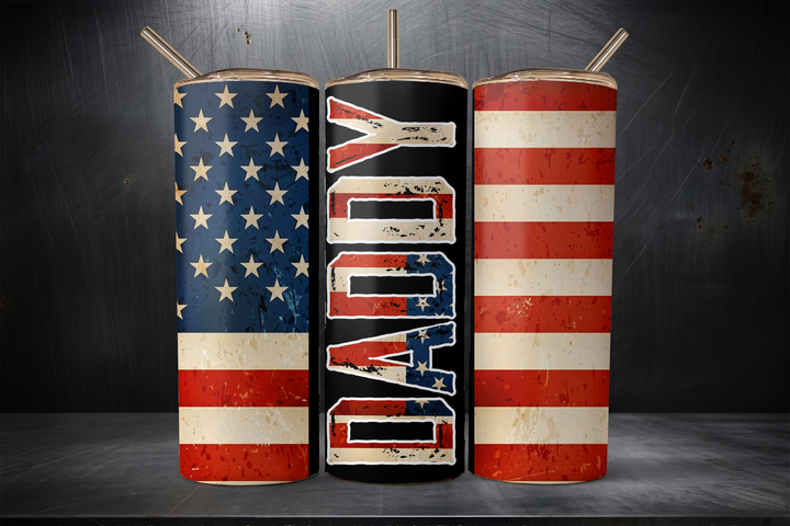 Digital Sublimation Designs - Legendary Dad Tumbler Wraps — 20oz Skinny — Patriotic Daddy