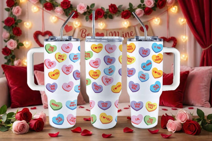 Digital Sublimation Designs - Xoxo Collection Tumbler Wraps — 40oz Big Swig — Heart Candy