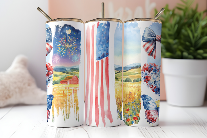 Digital Sublimation Designs - Fourth of July Tumbler Wraps — 40oz Big Swig — Sip Happens America