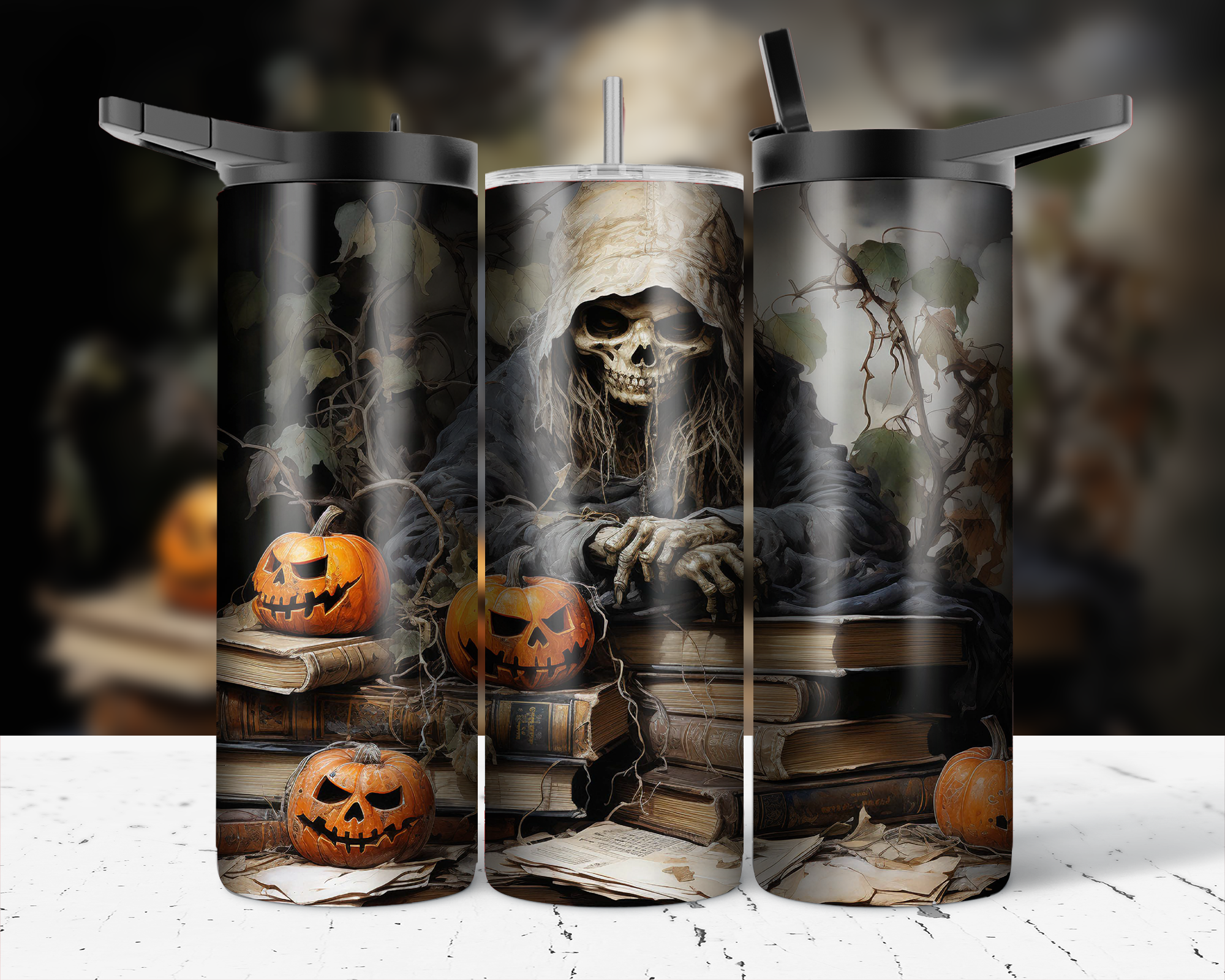 ASSORTED READY TO PRESS SUBLIMATION PRINTS FOR 20oz STRAIGHT SKINNY TUMBLERS (10 PACK) - HALLOWEEN