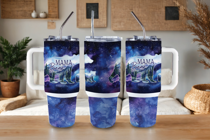 Digital Sublimation Designs - Mom Vibes Collection Tumbler Wraps — 40oz Big Swig — Starry Mama Bear