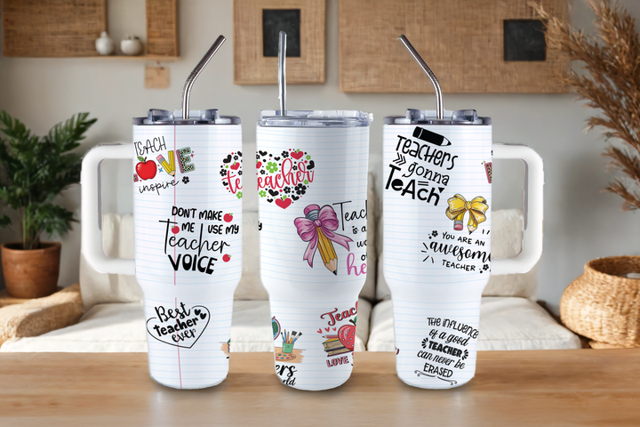 Digital Sublimation Designs - Back to School Teachers — 40oz Big Swig — Cute Teacher Notebook