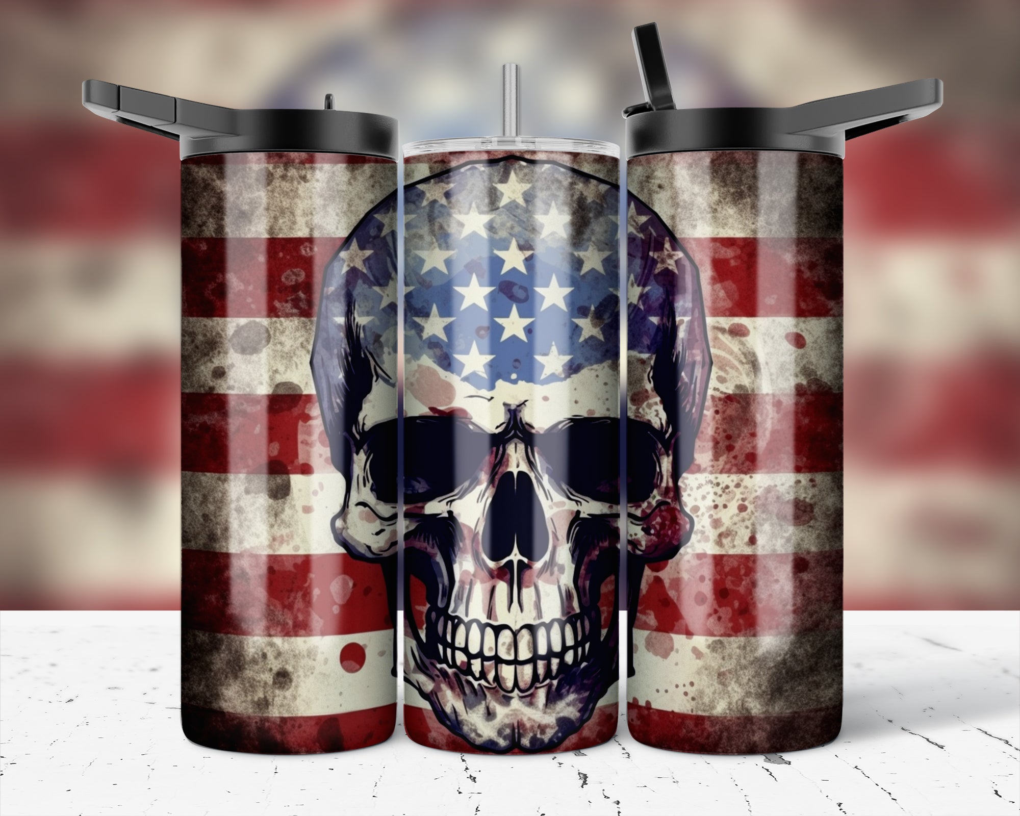 ASSORTED READY TO PRESS SUBLIMATION PRINTS FOR 20oz STRAIGHT SKINNY TUMBLERS (10 PACK) - PATRIOTIC