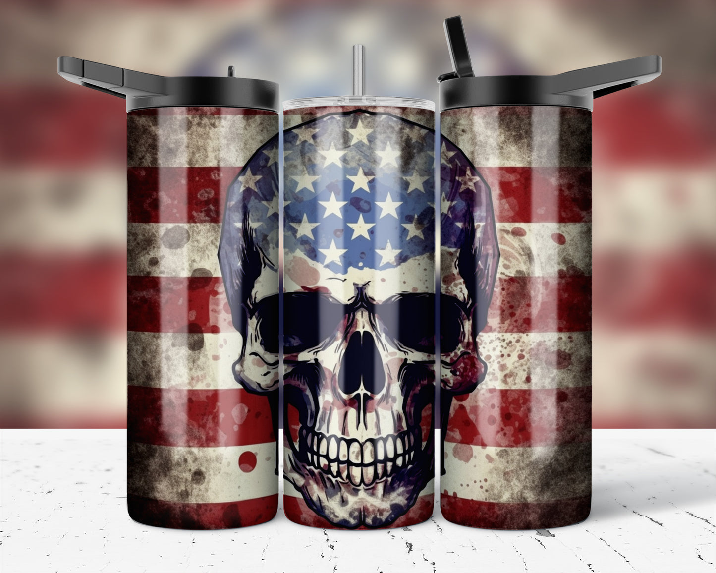 ASSORTED READY TO PRESS SUBLIMATION PRINTS FOR 20oz STRAIGHT SKINNY TUMBLERS (10 PACK) - PATRIOTIC