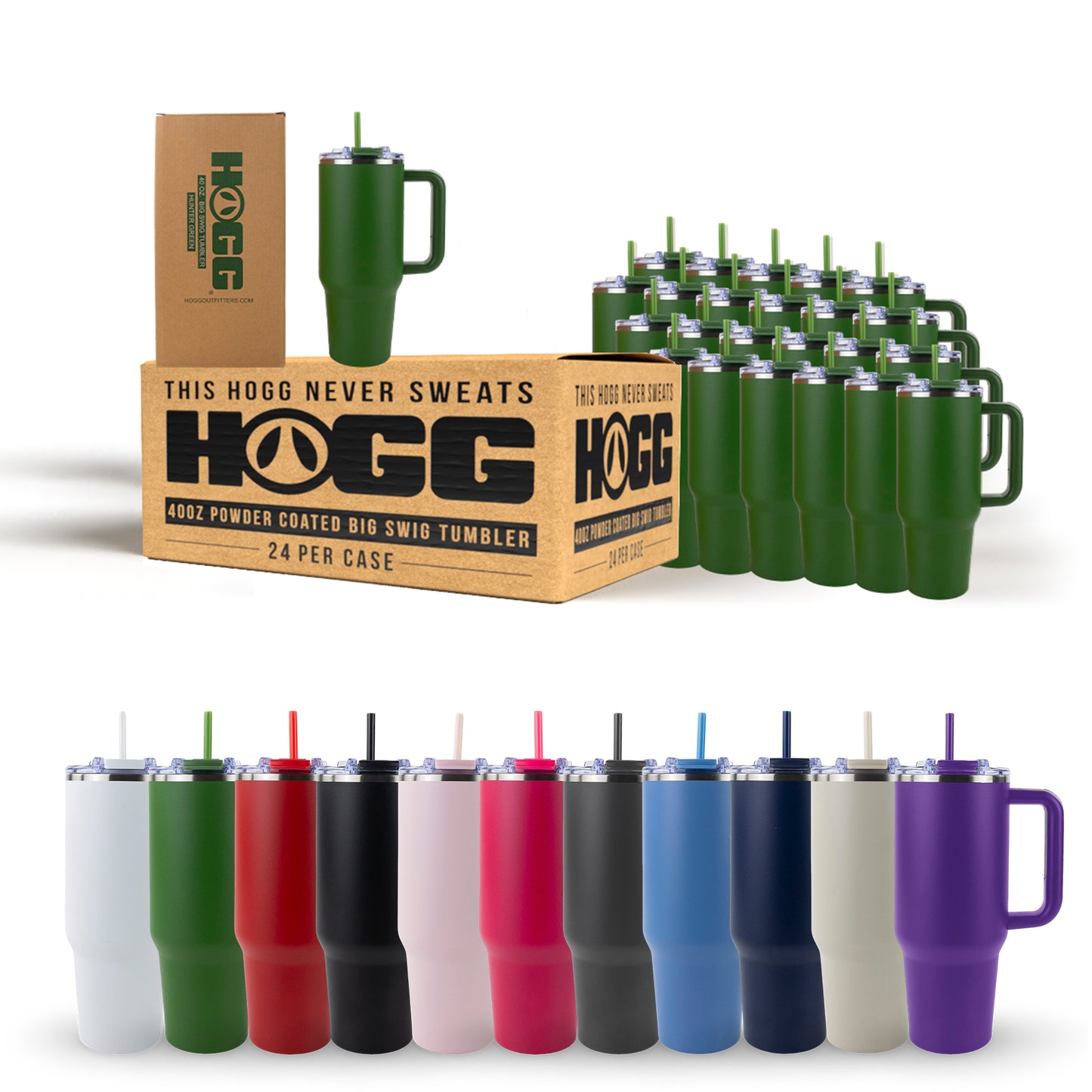 40oz POWDER COATED BIG SWIG TUMBLER CASE (24 UNITS)