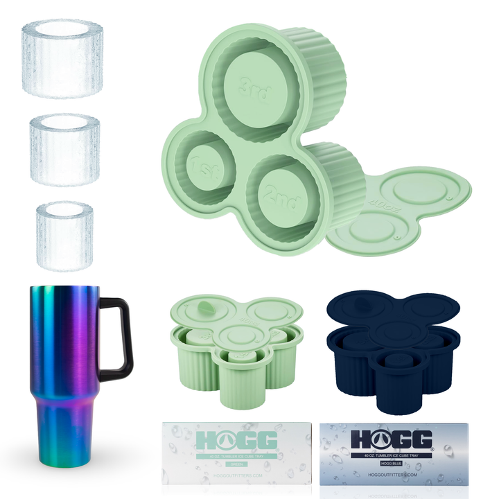 Tumbler Ice Cube Tray - Silicone Ice Mold w/ Lid - replacement tumbler lid for HOGG tumbler customization and replacement