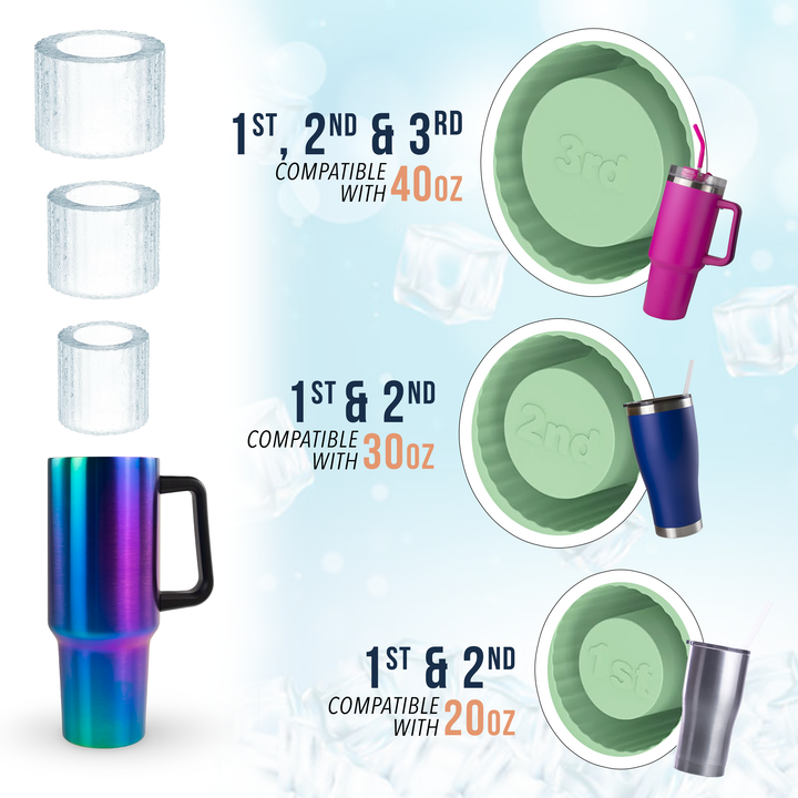 Tumbler Ice Cube Tray - Silicone Ice Mold w/ Lid - front view | replacement tumbler lid