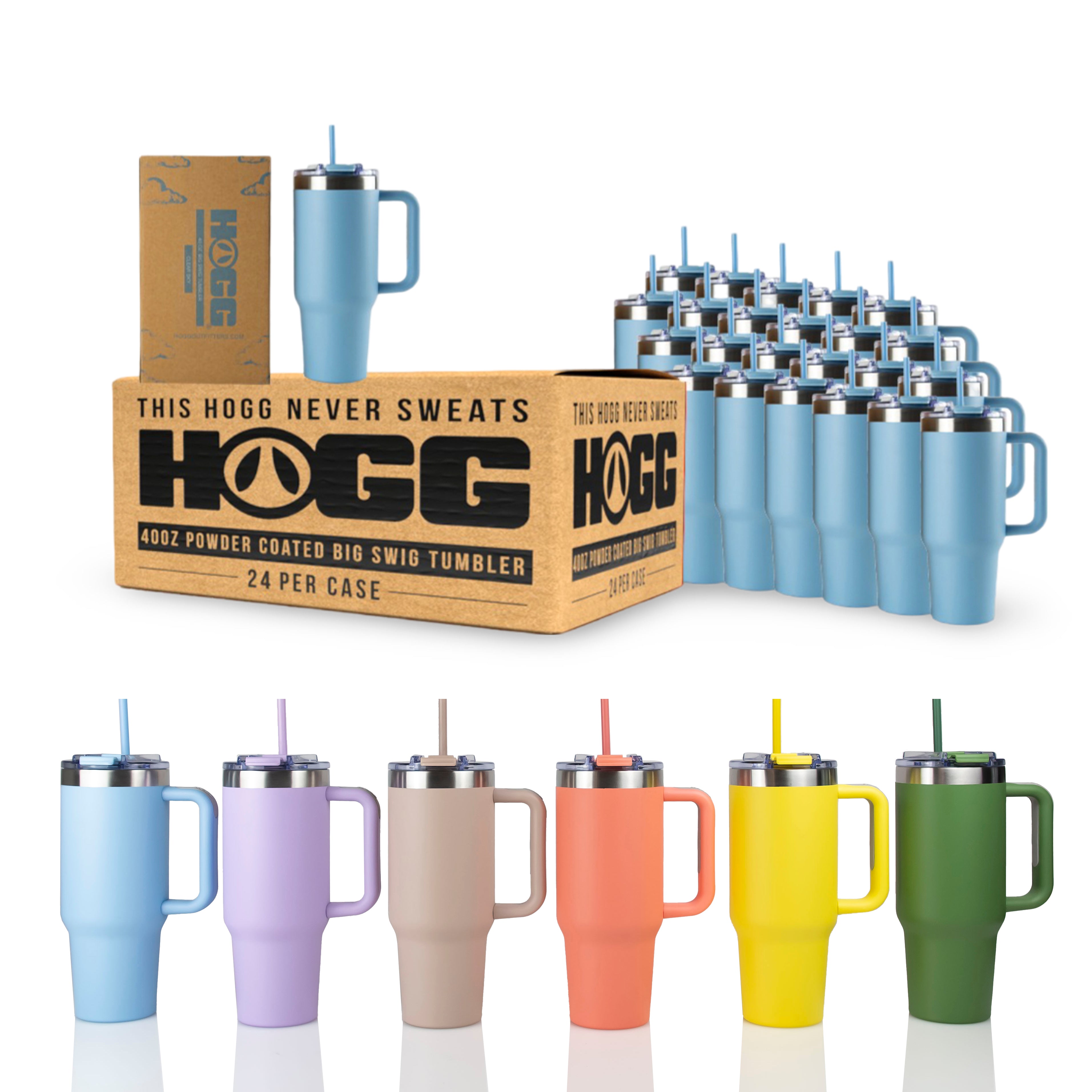 40oz POWDER COATED BIG SWIG TUMBLER CASE (24 UNITS) - PASTEL COLLECTION