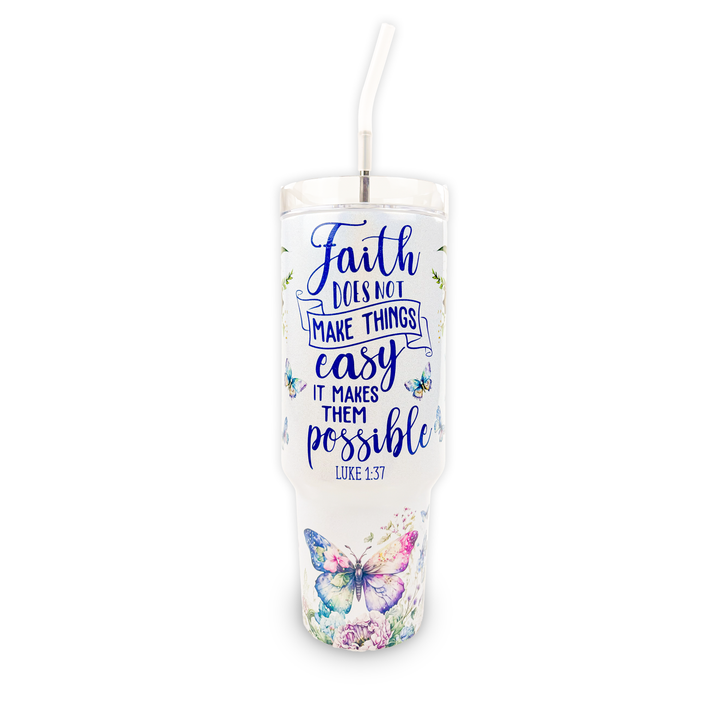 40oz Sublimatable Holographic Traveler Tumbler Case (24 Units) - White | Holographic