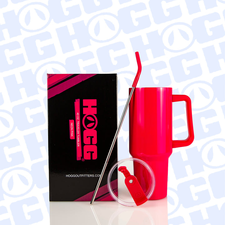 40oz Sublimatable Neon Traveler Tumbler | Pink