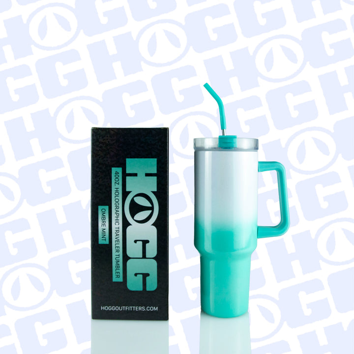 40oz Sublimatable Holographic Traveler Tumbler Case (24 Units) - Ombre Mint | Ombre
