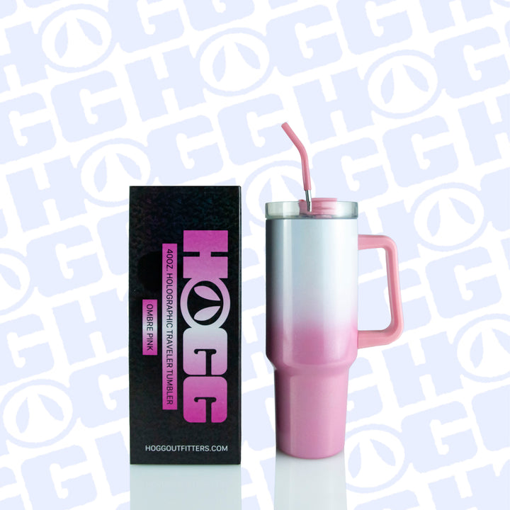 40oz Sublimatable Holographic Traveler Tumbler Case (24 Units) - Ombre Pink | Ombre