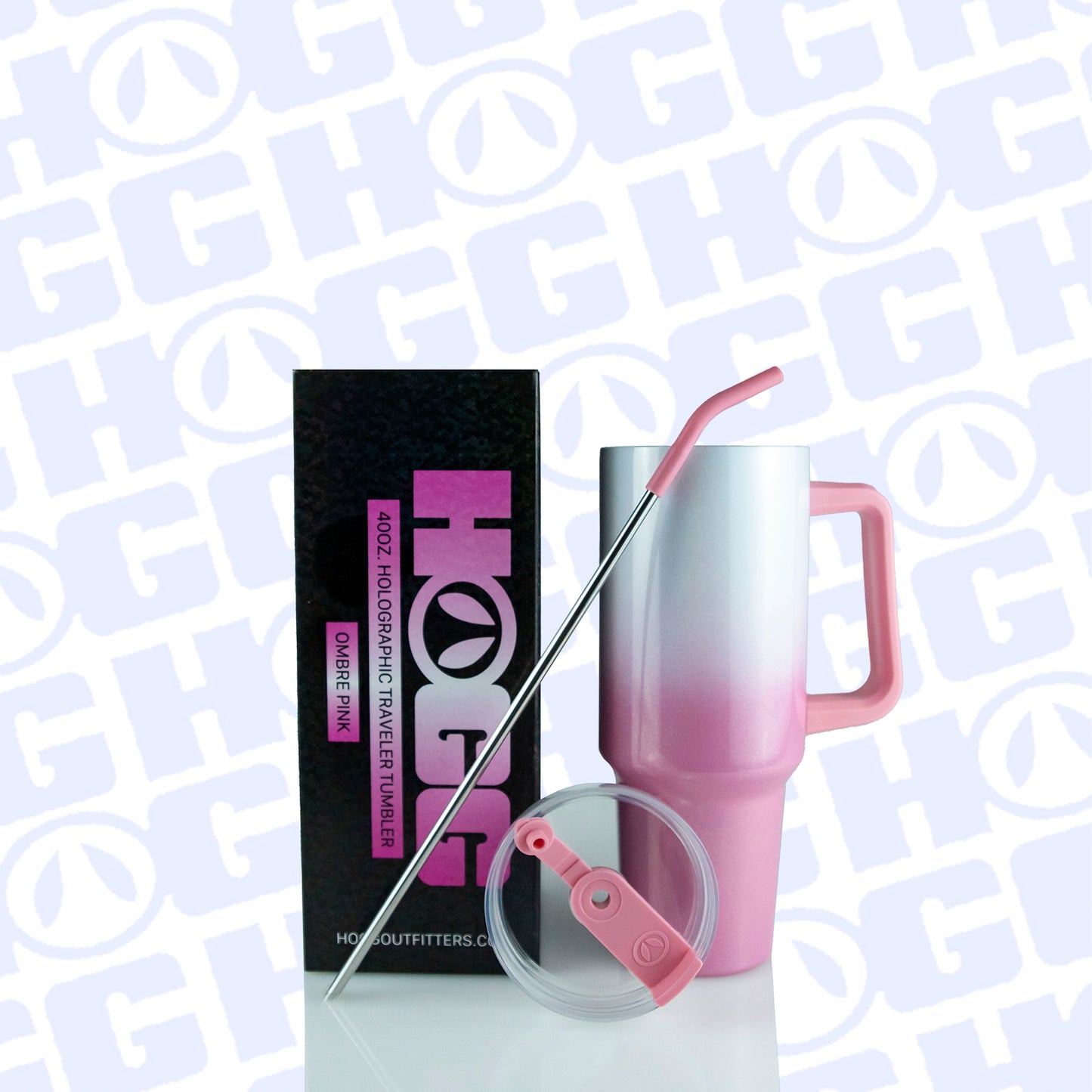 40oz SUBLIMATABLE HOLOGRAPHIC TRAVELER TUMBLER CASE (24 UNITS) - OMBRE PINK