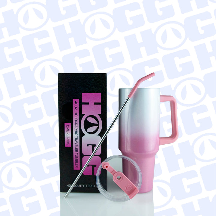 40oz Sublimatable Holographic Traveler Tumbler Case (24 Units) - Ombre Pink | Ombre