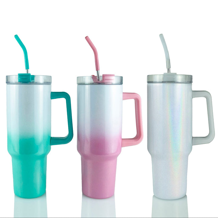 40oz Sublimatable Holographic Traveler Tumbler | Ombre