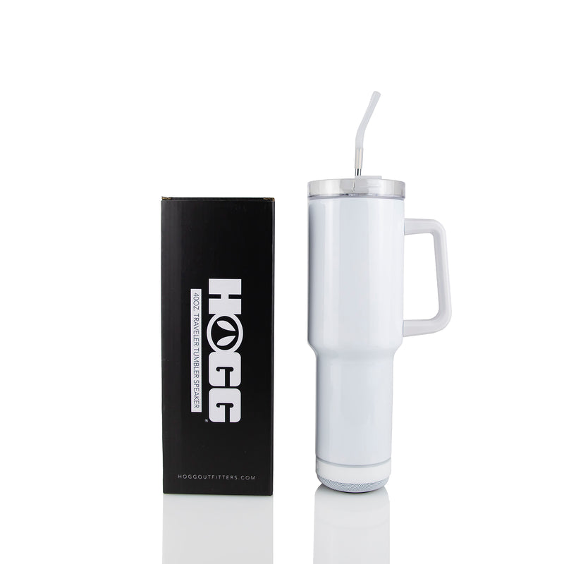 40oz Sublimatable Traveler Speaker Tumbler | White