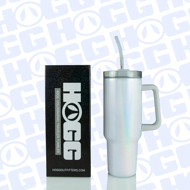 40oz Sublimatable Holographic Traveler Tumbler Case (24 Units) - White | White