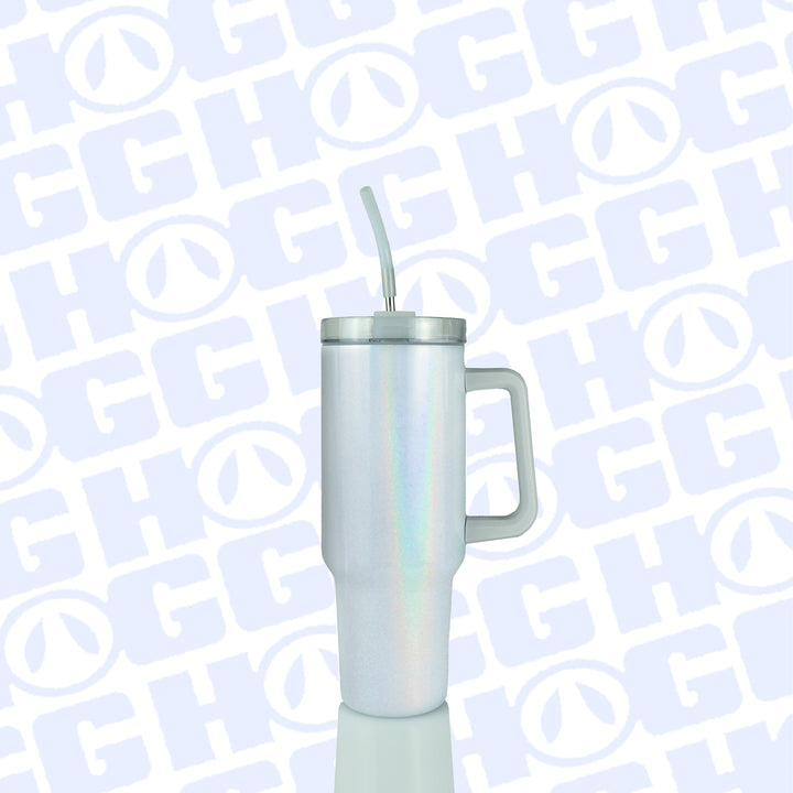 40oz Sublimatable Holographic Traveler Tumbler Case (24 Units) - White | White