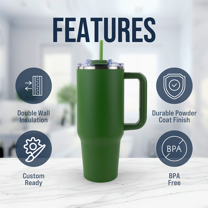 40oz Powder Coated Big Swig Tumbler Case (24 Units) | Hunter Green