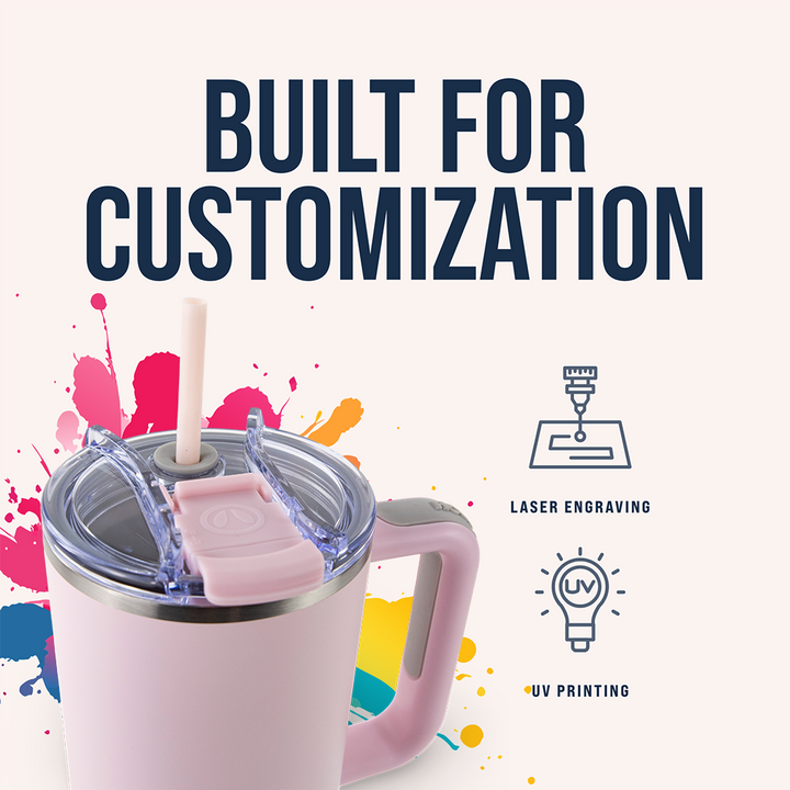 40oz Powder Coated Big Swig Tumbler | Light Pink