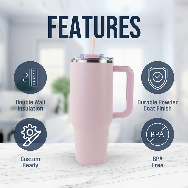 40oz Powder Coated Big Swig Tumbler Case (24 Units) | Light Pink
