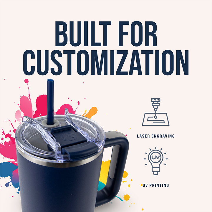 40oz Powder Coated Big Swig Tumbler Case (24 Units) | Navy Blue
