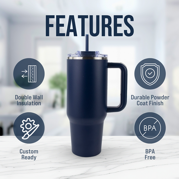 40oz Powder Coated Big Swig Tumbler Case (24 Units) | Navy Blue