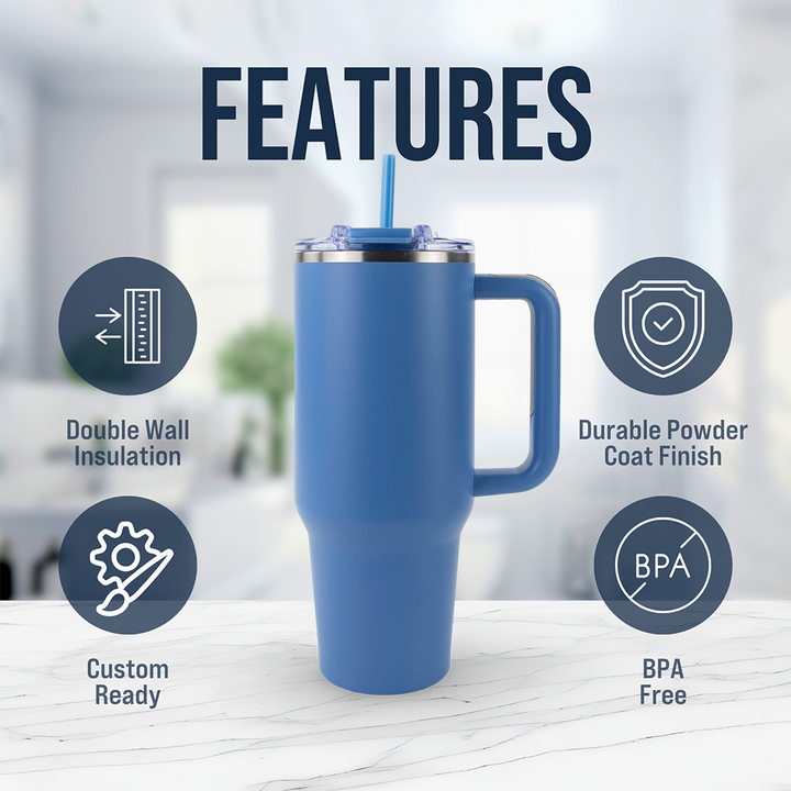 40oz Powder Coated Big Swig Tumbler | Steel Blue