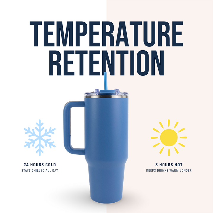 40oz Powder Coated Big Swig Tumbler | Steel Blue