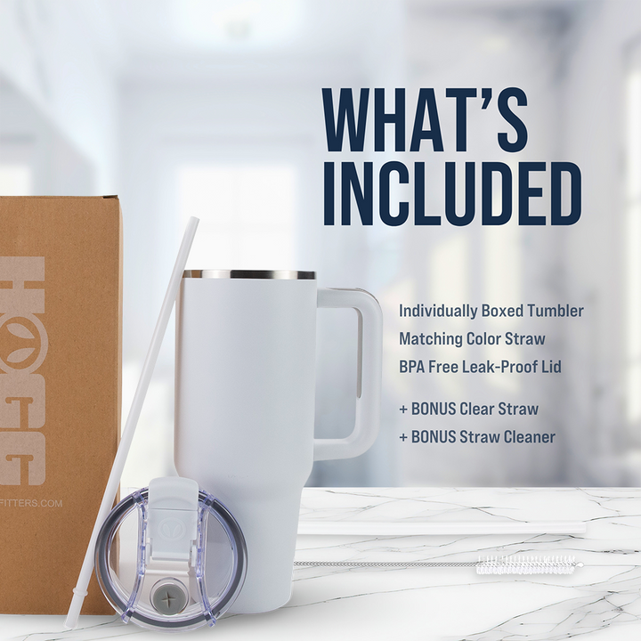 40oz Powder Coated Big Swig Tumbler Case (24 Units) | White