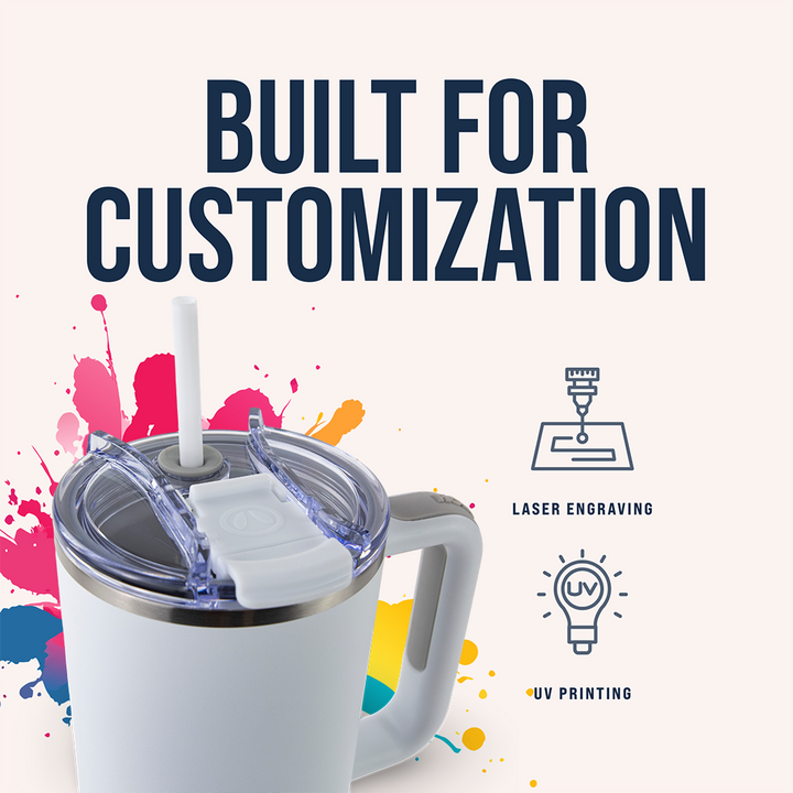 40oz Powder Coated Big Swig Tumbler Case (24 Units) | White