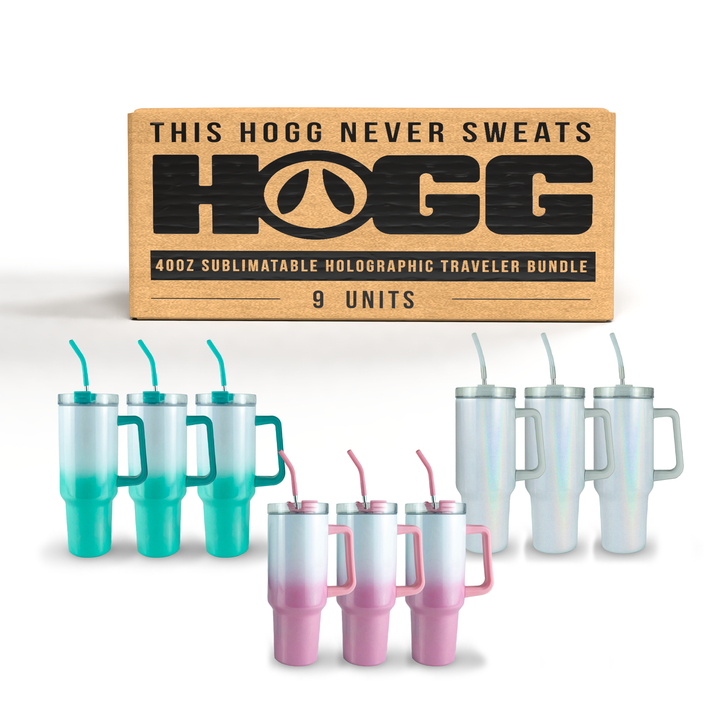 40oz Sublimatable Holographic Traveler Bundle (9 Units) | Wholesale Bundle