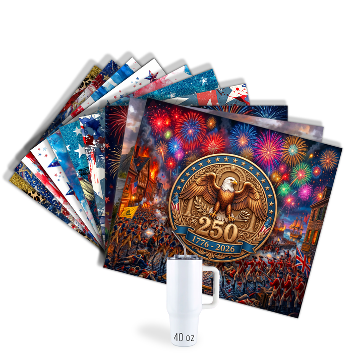 Digital Sublimation Designs - America 250 Tumbler Wraps — 40oz Big Swig — Bundle and Save (All 12 Designs)