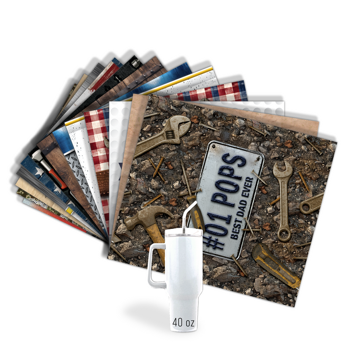Assorted Ready to Press Sublimation Tumbler Prints (14 Pack) - Father's Day 2025 — 40oz Traveler