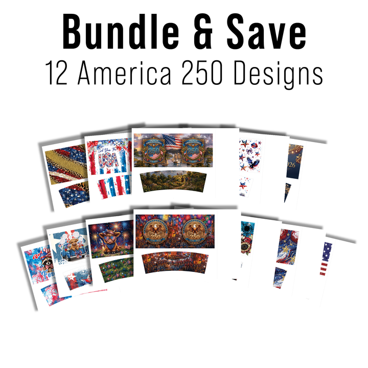 Digital Sublimation Designs - America 250 Tumbler Wraps — 40oz Big Swig — Bundle and Save (All 12 Designs)