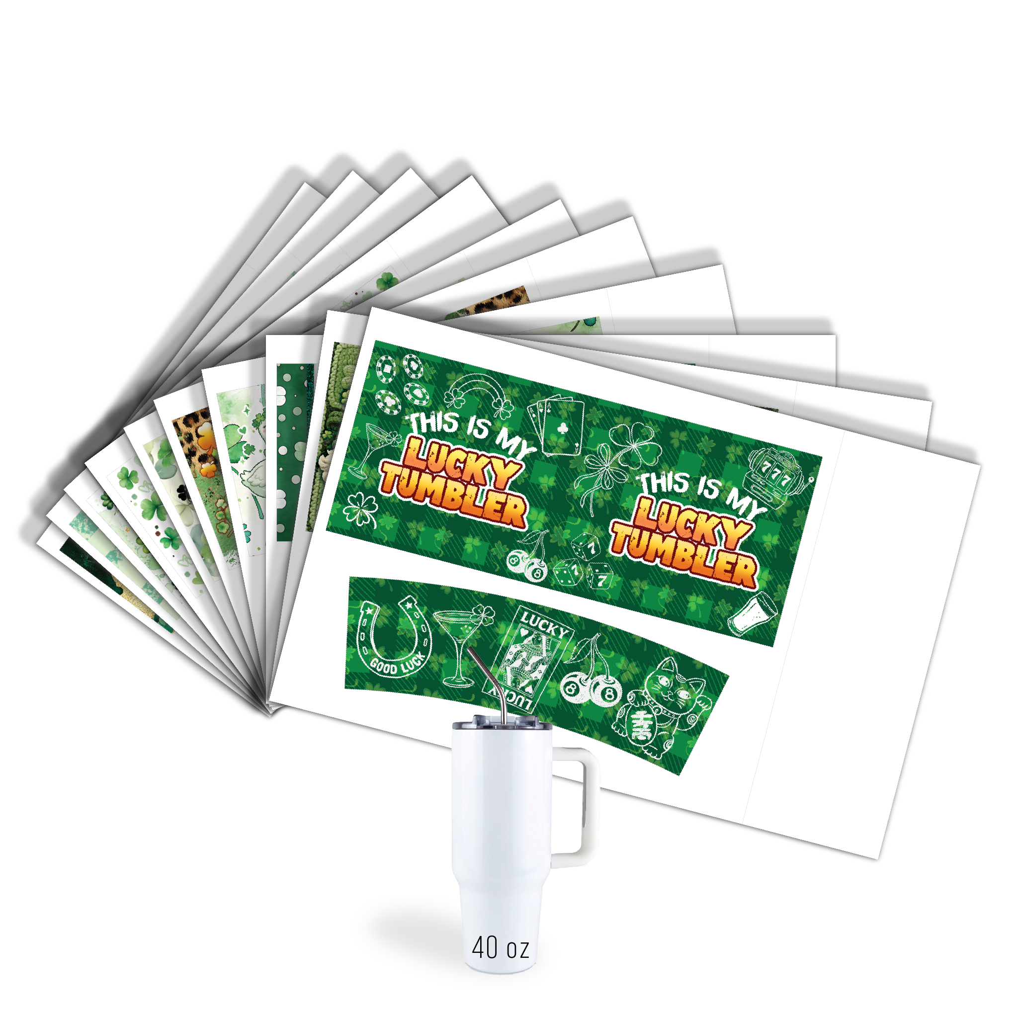 ASSORTED READY TO PRESS SUBLIMATION TUMBLER PRINTS (12 PACK) - ST. PATRICKS