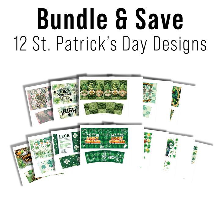 Digital Sublimation Designs - St. Patricks Day Collection Tumbler Wraps — 40oz Big Swig — Bundle and Save (All 12 Designs)