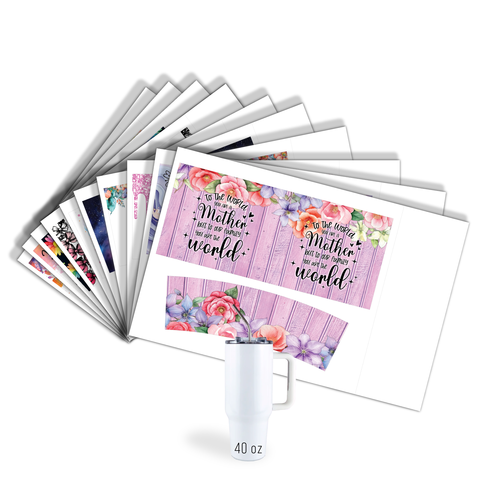 ASSORTED READY TO PRESS SUBLIMATION TUMBLER PRINTS (12 PACK) - MOM VIBES