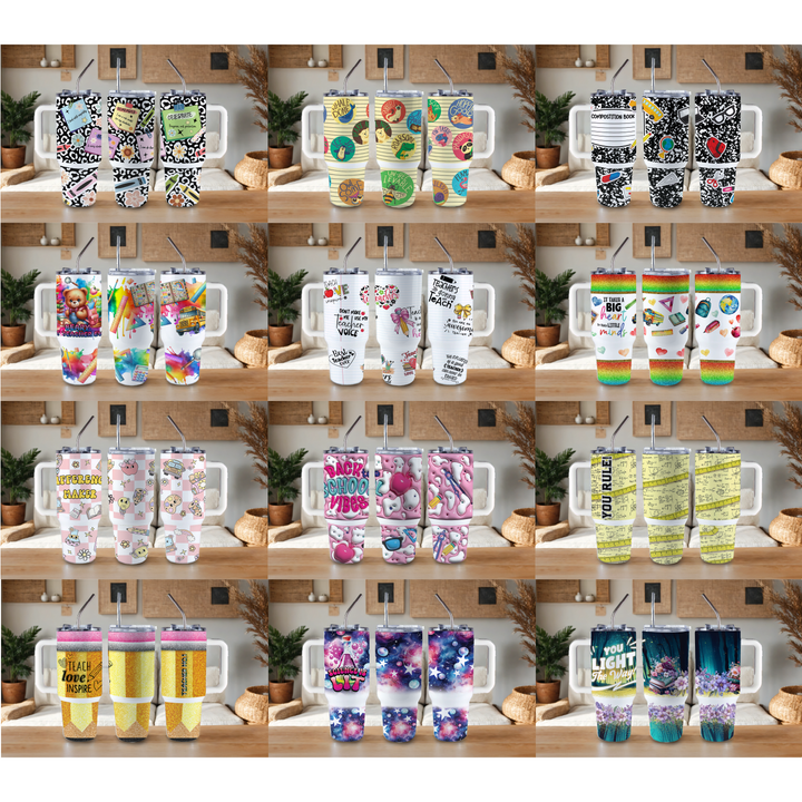 Assorted Ready to Press Sublimation Tumbler Prints (12 Pack) - Back to School Teachers — 40oz Big Swig