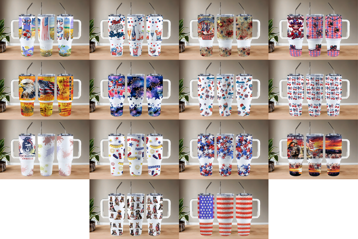 Digital Sublimation Designs - Fourth of July Tumbler Wraps — 40oz Big Swig — Bundle and Save (All 14 Designs)