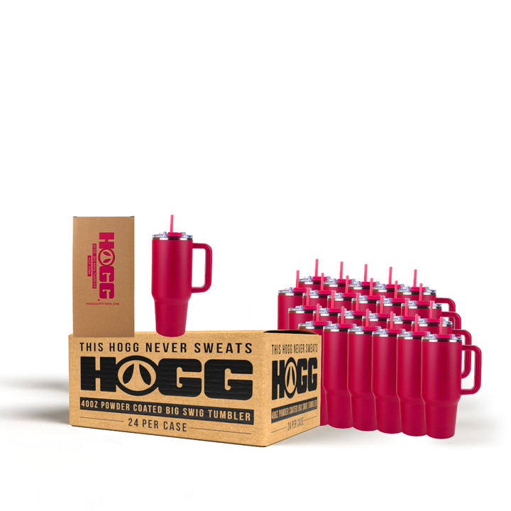 40oz Powder Coated Big Swig Tumbler Case (24 Units) | Hot Pink