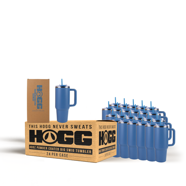 40oz Powder Coated Big Swig Tumbler Case (24 Units) | Steel Blue
