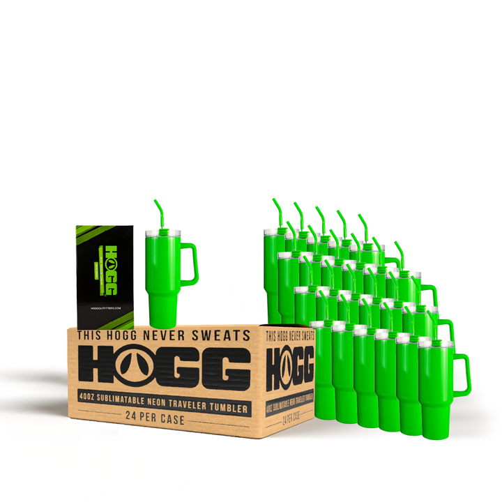 40oz Sublimatable Neon Traveler Tumbler Case (24 Units) - Neon Green | Green