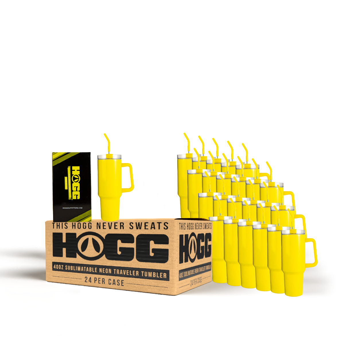 ÉTUI POUR GOBELETS DE VOYAGE SUBLIMATABLES DE 40 oz AU NÉON (24 UNITÉS) - JAUNE NÉON