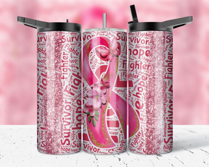 Assorted Ready to Press Sublimation Prints for 20oz Straight Skinny Tumblers (10 Pack) - Breast Cancer Awareness