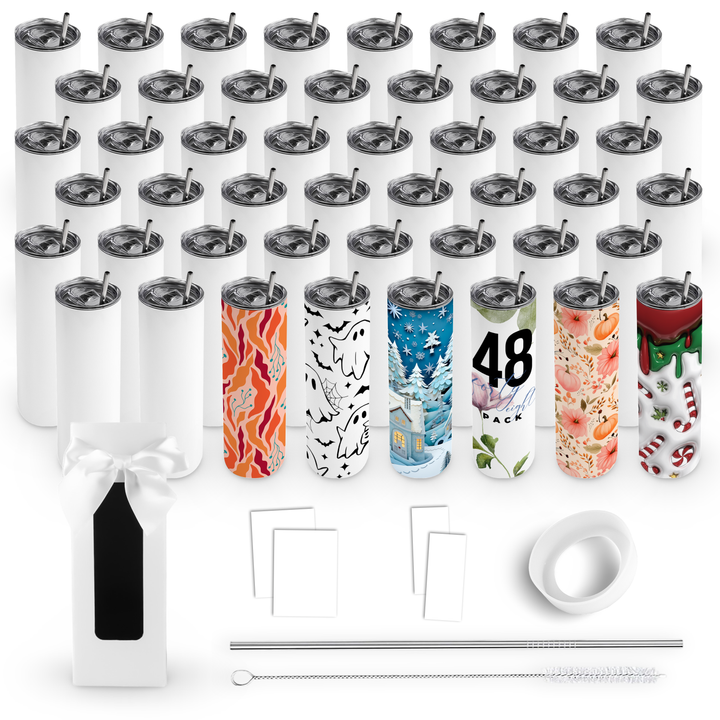 20oz Sublimatable Skinny Edge Tumbler Gift Set Bulk Case (48 Units)
