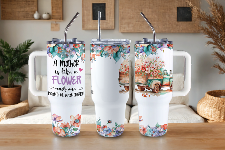 Digital Sublimation Designs - Mom Vibes Collection Tumbler Wraps — 40oz Big Swig — Flower Mother